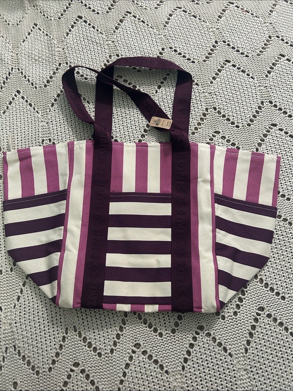 Victoria’s Secret Pink Striped Zipper Tote